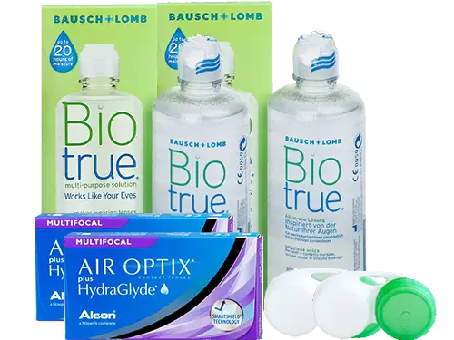 Lentes de Contato Air Optix Plus HydraGlyde Multifocal + Biotrue - Packs