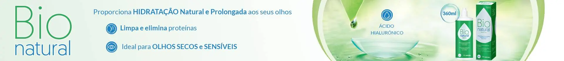 Bio natural Solução Única Proporciona Hidratação Natural e Prolongada aos seus olhos