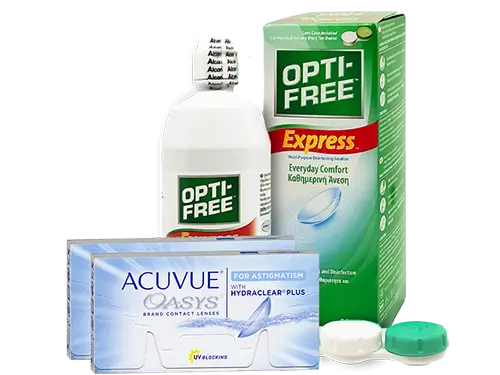 Lentes de Contato Acuvue Oasys for Astigmatism + Opti-Free Express - Packs