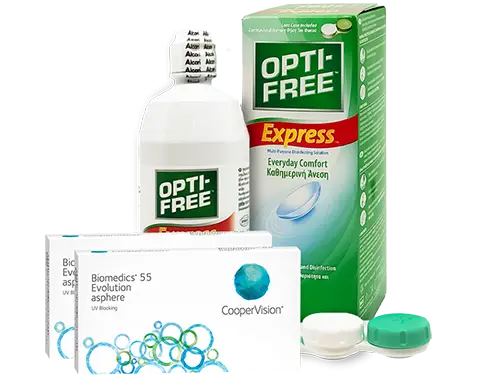 Lentes de Contato Biomedics 55 Evolution + Opti-Free Express - Packs